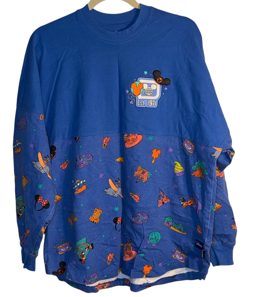 Disney Spirit Jersey Walt Disney World Icons Blue Long Sleeve Size Medium